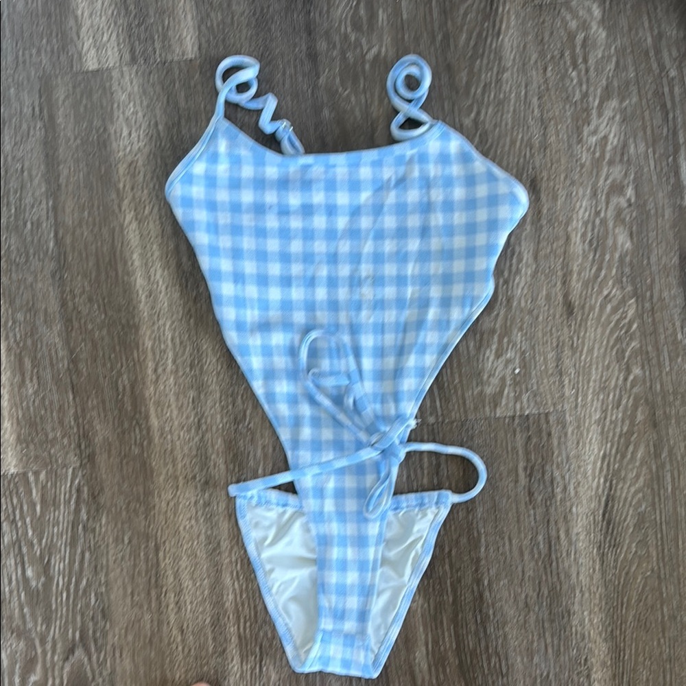 Blue Gingham One-Piece Swimsuit